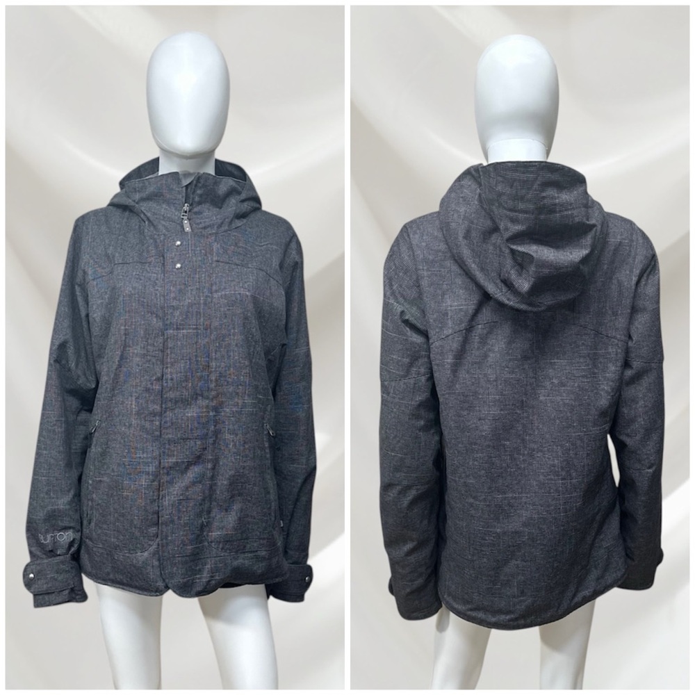 Burton Dryride Gray Plaid Hooded Ski Snowboarding Jacket [PP209]